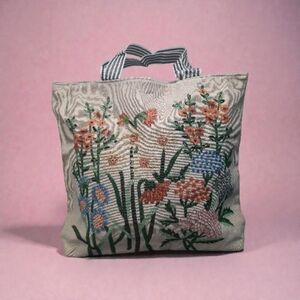 Floral Embroidered Tote Bag